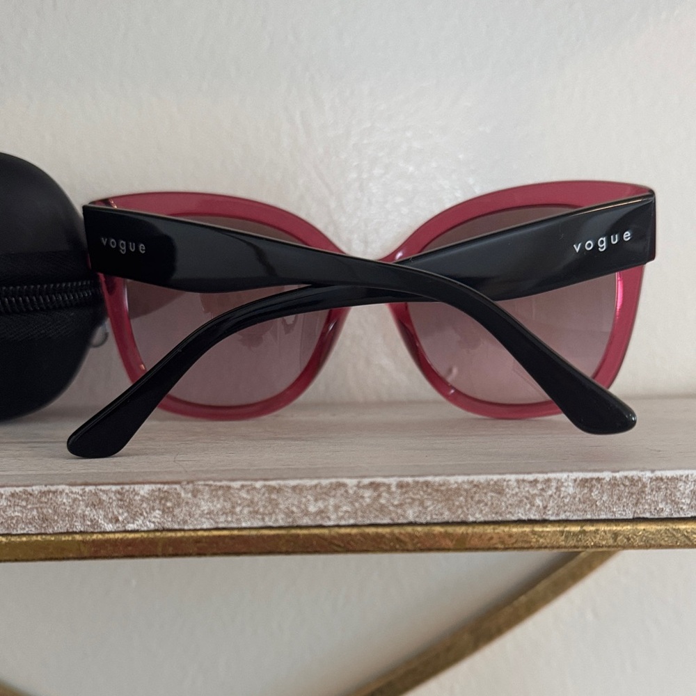 Vogue Pink/Burgundy Cat-Eye Sunglasses - Picture 3 of 3